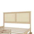 Letto Queen Piattaforma Antico Naturale con Rattan e 4 Cassetti – 1 Persona