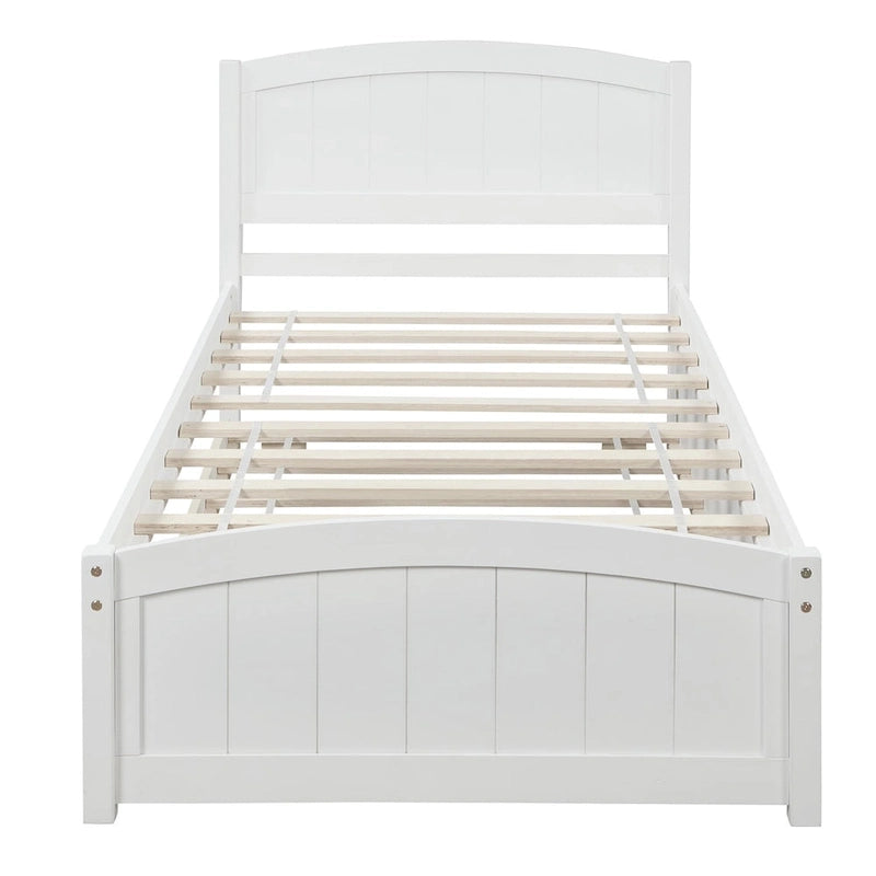 Piattaforma letto doppia con letto estraibile e testiera – Espresso / Grigio / Bianco, 2 posti letto