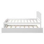 Piattaforma letto doppia con letto estraibile e testiera – Espresso / Grigio / Bianco, 2 posti letto