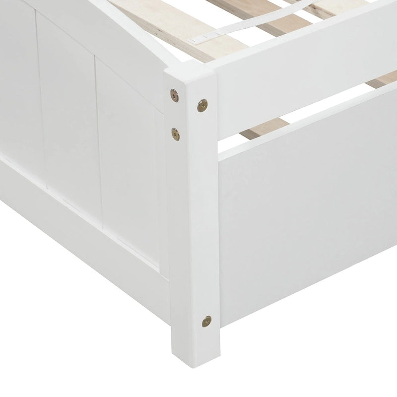 Piattaforma letto doppia con letto estraibile e testiera – Espresso / Grigio / Bianco, 2 posti letto