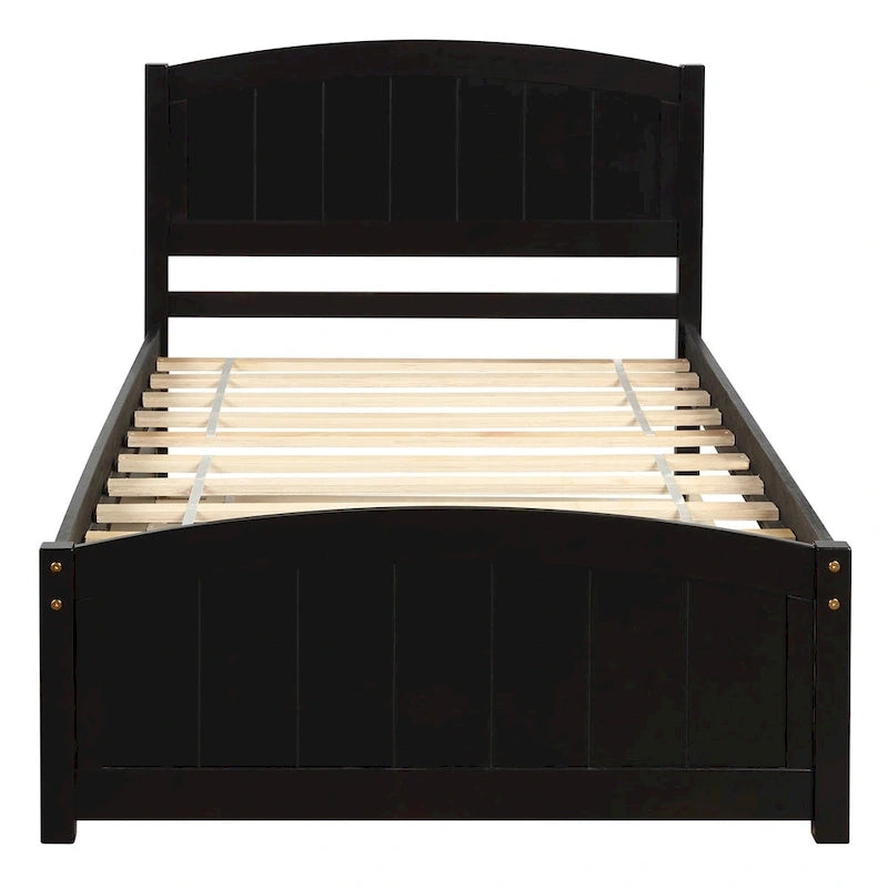 Piattaforma letto doppia con letto estraibile e testiera – Espresso / Grigio / Bianco, 2 posti letto
