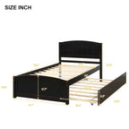 Piattaforma letto doppia con letto estraibile e testiera – Espresso / Grigio / Bianco, 2 posti letto