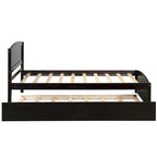 Piattaforma letto doppia con letto estraibile e testiera – Espresso / Grigio / Bianco, 2 posti letto