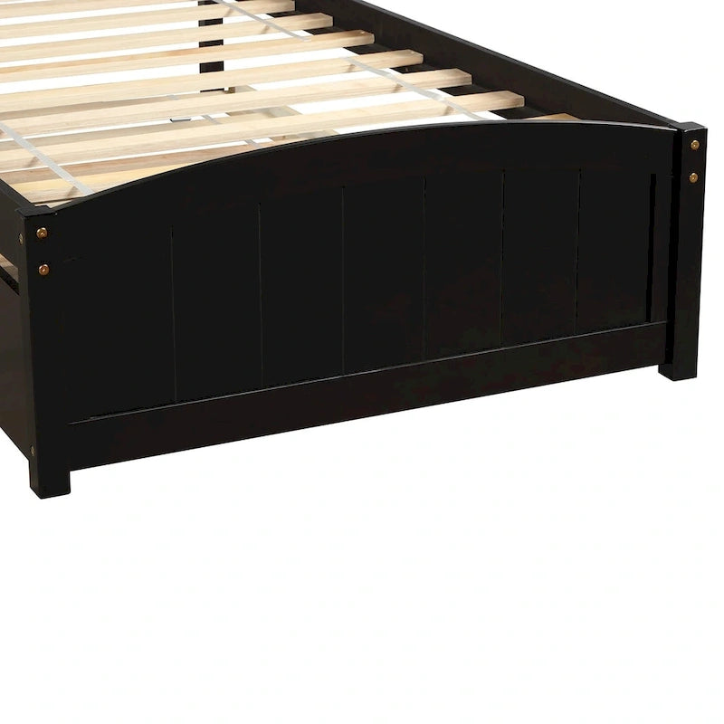 Piattaforma letto doppia con letto estraibile e testiera – Espresso / Grigio / Bianco, 2 posti letto
