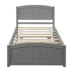 Piattaforma letto doppia con letto estraibile e testiera – Espresso / Grigio / Bianco, 2 posti letto