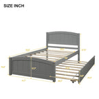 Piattaforma letto doppia con letto estraibile e testiera – Espresso / Grigio / Bianco, 2 posti letto