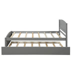 Piattaforma letto doppia con letto estraibile e testiera – Espresso / Grigio / Bianco, 2 posti letto