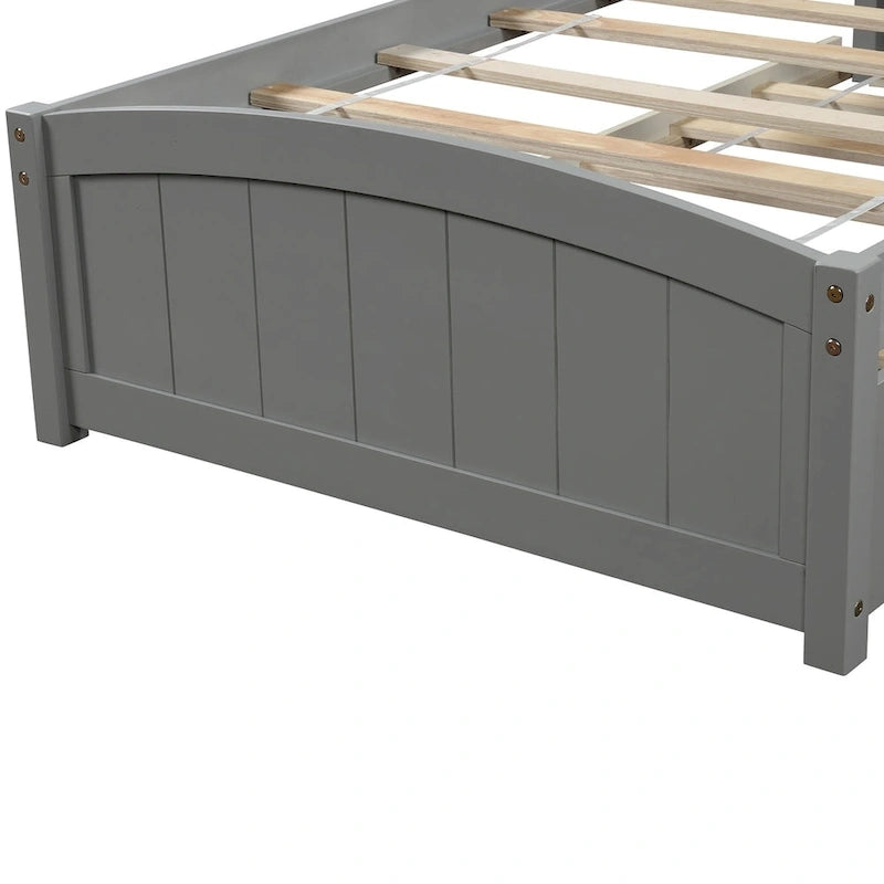 Piattaforma letto doppia con letto estraibile e testiera – Espresso / Grigio / Bianco, 2 posti letto