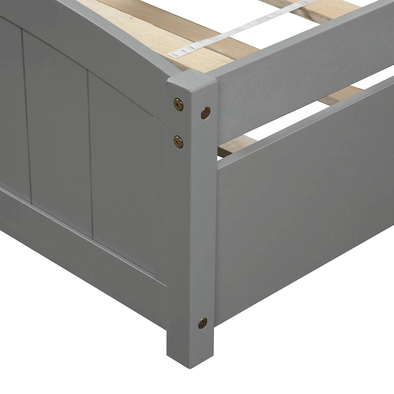 Piattaforma letto doppia con letto estraibile e testiera – Espresso / Grigio / Bianco, 2 posti letto