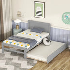 Letto a piattaforma singolo grigio / noce / sbiancato con letto estraibile – Per 2 persone