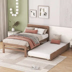 Letto a piattaforma singolo grigio / noce / sbiancato con letto estraibile – Per 2 persone