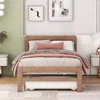 Letto a piattaforma singolo grigio / noce / sbiancato con letto estraibile – Per 2 persone