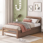 Letto a piattaforma singolo grigio / noce / sbiancato con letto estraibile – Per 2 persone