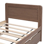 Letto a piattaforma singolo grigio / noce / sbiancato con letto estraibile – Per 2 persone