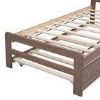 Letto a piattaforma singolo grigio / noce / sbiancato con letto estraibile – Per 2 persone