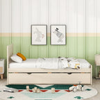 Letto a piattaforma singolo grigio / noce / sbiancato con letto estraibile – Per 2 persone