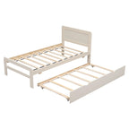 Letto a piattaforma singolo grigio / noce / sbiancato con letto estraibile – Per 2 persone