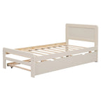 Letto a piattaforma singolo grigio / noce / sbiancato con letto estraibile – Per 2 persone