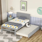 Letto a piattaforma singolo grigio / noce / sbiancato con letto estraibile – Per 2 persone