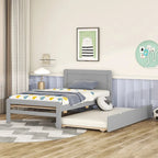 Letto a piattaforma singolo grigio / noce / sbiancato con letto estraibile – Per 2 persone