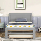 Letto a piattaforma singolo grigio / noce / sbiancato con letto estraibile – Per 2 persone