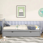 Letto a piattaforma singolo grigio / noce / sbiancato con letto estraibile – Per 2 persone