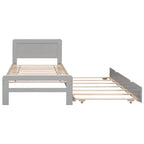 Letto a piattaforma singolo grigio / noce / sbiancato con letto estraibile – Per 2 persone