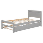 Letto a piattaforma singolo grigio / noce / sbiancato con letto estraibile – Per 2 persone