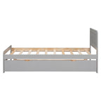 Letto a piattaforma singolo grigio / noce / sbiancato con letto estraibile – Per 2 persone