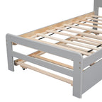 Letto a piattaforma singolo grigio / noce / sbiancato con letto estraibile – Per 2 persone
