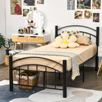 Struttura letto a piattaforma in metallo nero con testiera | Singolo/Matrimoniale | 1–2 persone