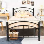 Struttura letto a piattaforma in metallo nero con testiera | Singolo/Matrimoniale | 1–2 persone
