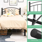 Struttura letto a piattaforma in metallo nero con testiera | Singolo/Matrimoniale | 1–2 persone