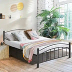 Struttura letto a piattaforma in metallo nero con testiera | Singolo/Matrimoniale | 1–2 persone