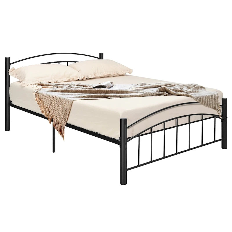 Struttura letto a piattaforma in metallo nero con testiera | Singolo/Matrimoniale | 1–2 persone