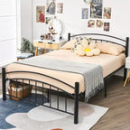 Struttura letto a piattaforma in metallo nero con testiera | Singolo/Matrimoniale | 1–2 persone