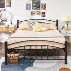 Struttura letto a piattaforma in metallo nero con testiera | Singolo/Matrimoniale | 1–2 persone