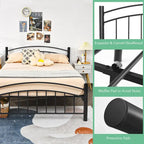 Struttura letto a piattaforma in metallo nero con testiera | Singolo/Matrimoniale | 1–2 persone