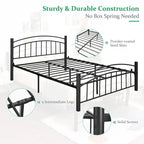 Struttura letto a piattaforma in metallo nero con testiera | Singolo/Matrimoniale | 1–2 persone