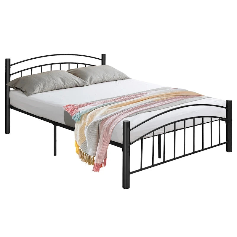 Struttura letto a piattaforma in metallo nero con testiera | Singolo/Matrimoniale | 1–2 persone