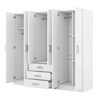 Armadio a 6 ante con 3 cassetti Marrone/Grigio/Bianco, per 1 persona