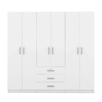 Armadio a 6 ante con 3 cassetti Marrone/Grigio/Bianco, per 1 persona