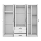 Armadio a 6 ante con 3 cassetti Marrone/Grigio/Bianco, per 1 persona