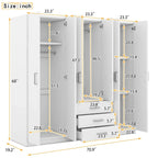 Armadio a 6 ante con 3 cassetti Marrone/Grigio/Bianco, per 1 persona
