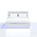 Letto Moderno Bianco con Piattaforma e Illuminazione LED | King / California King / Queen | Per 2 Persone