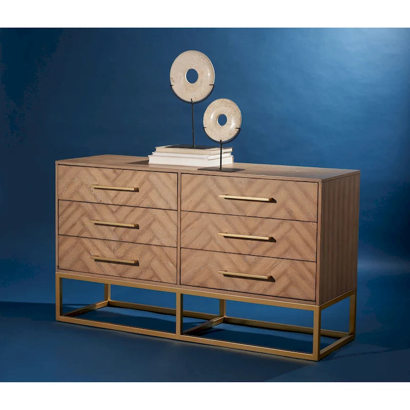 Cassettiera a 6 cassetti – Rovere rustico / Oro verde acqua / Noce scuro / Argento nero / Oro bianco / Oro noce