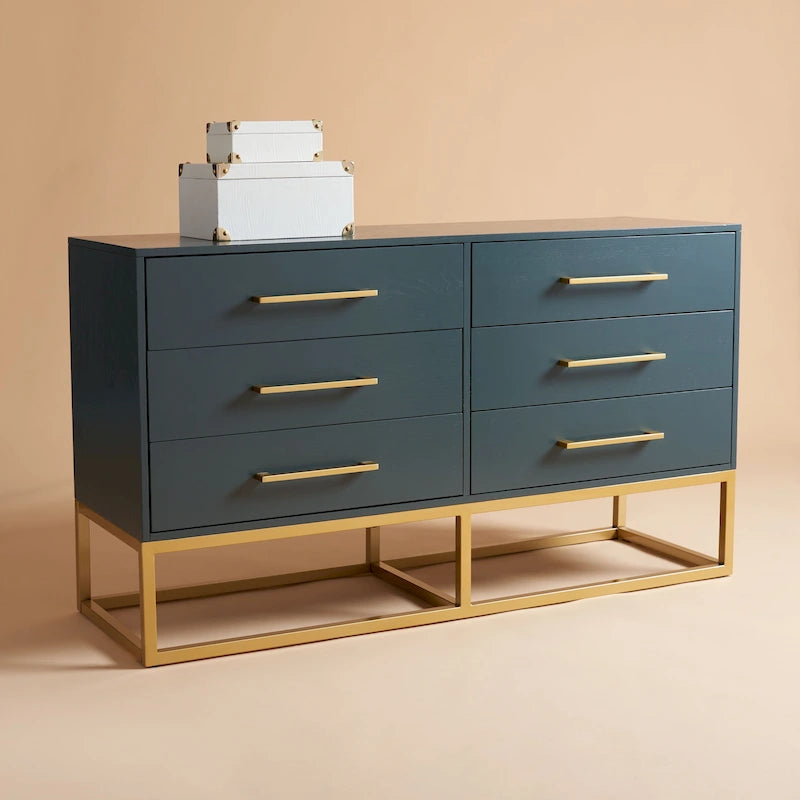 Cassettiera a 6 cassetti – Rovere rustico / Oro verde acqua / Noce scuro / Argento nero / Oro bianco / Oro noce