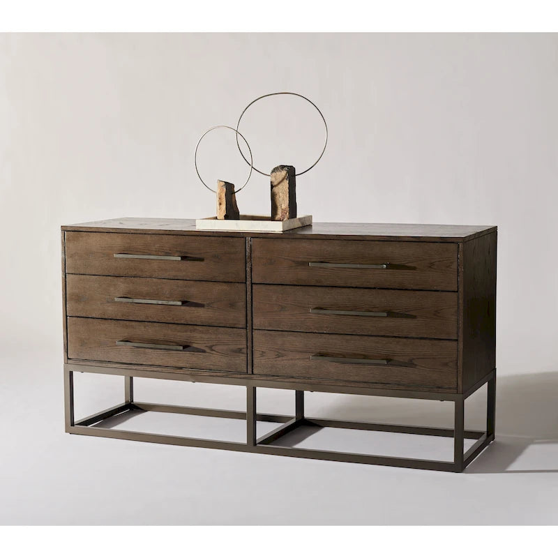 Cassettiera a 6 cassetti – Rovere rustico / Oro verde acqua / Noce scuro / Argento nero / Oro bianco / Oro noce