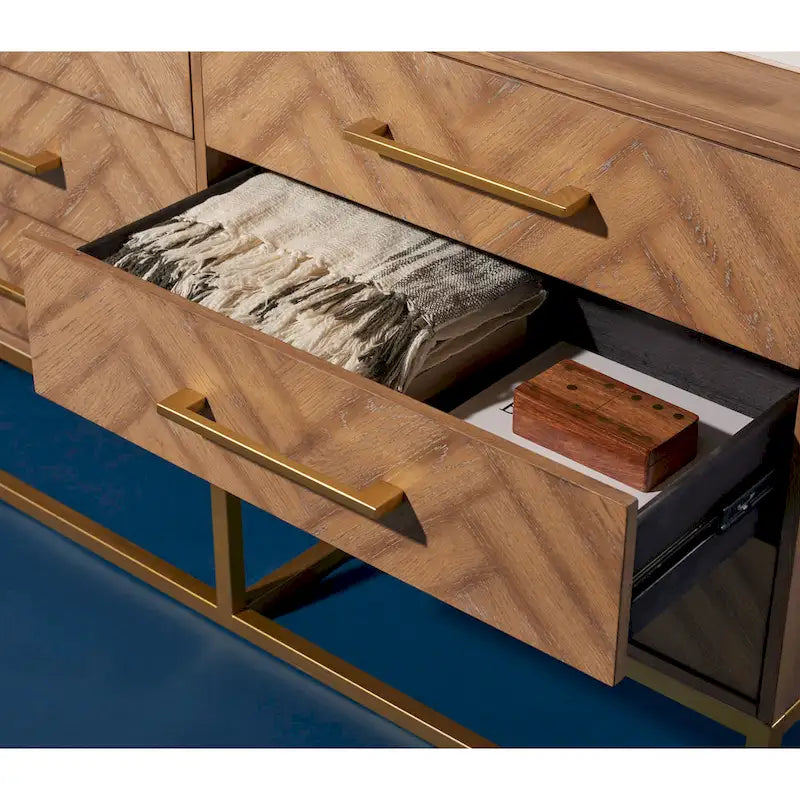 Cassettiera a 6 cassetti – Rovere rustico / Oro verde acqua / Noce scuro / Argento nero / Oro bianco / Oro noce