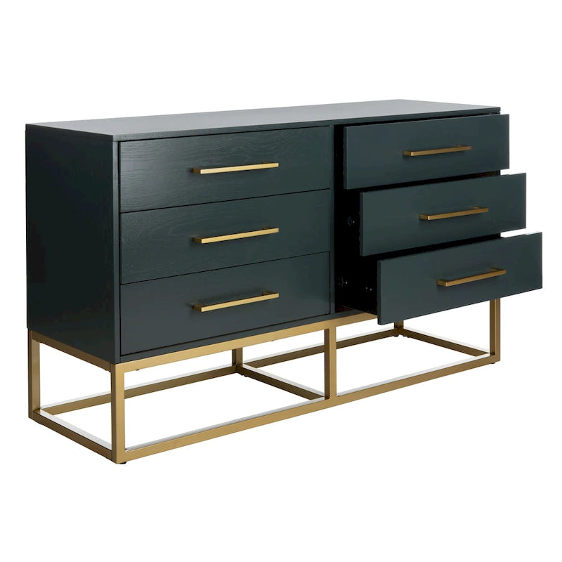 Cassettiera a 6 cassetti – Rovere rustico / Oro verde acqua / Noce scuro / Argento nero / Oro bianco / Oro noce